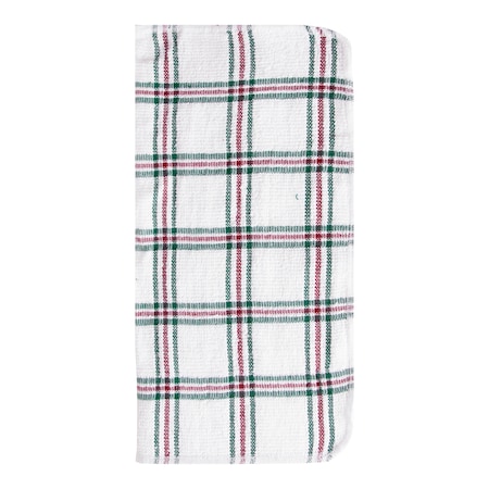 Ritz Concepts Dish Cloth 100% Cotton Terry Check White/Wine/Dark Green, PK12 20420